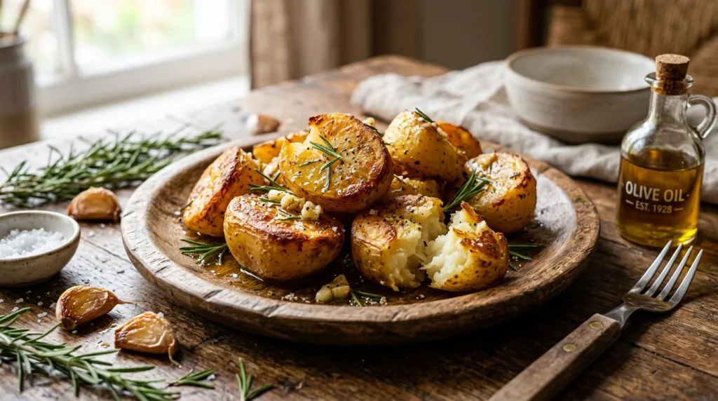 découvrez une recette savoureuse de pomme de terre au four à l'huile d'olive, facile à préparer et parfaite pour un repas gourmand et sain.